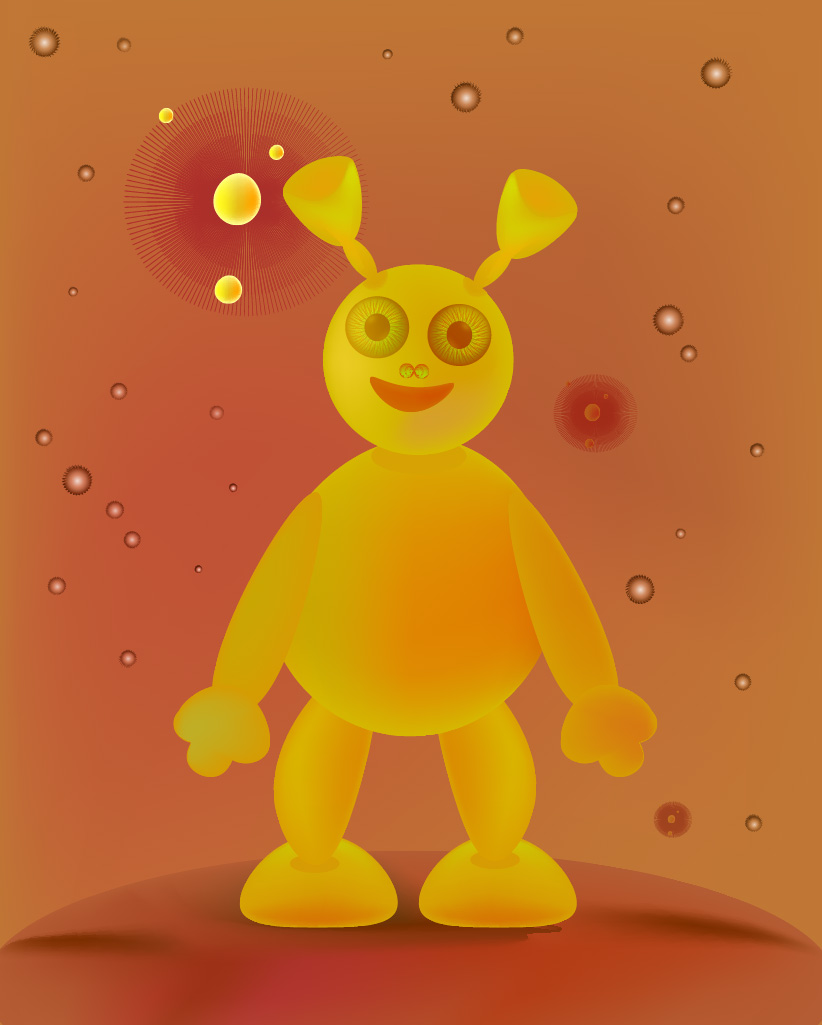 Moontti. Image by Viktoriya Mikhaylova. Moontti, a new fantasy character who lives in a galaxy surrounded by stars and planets, in the warm and sunny Galaxy of Suns.
