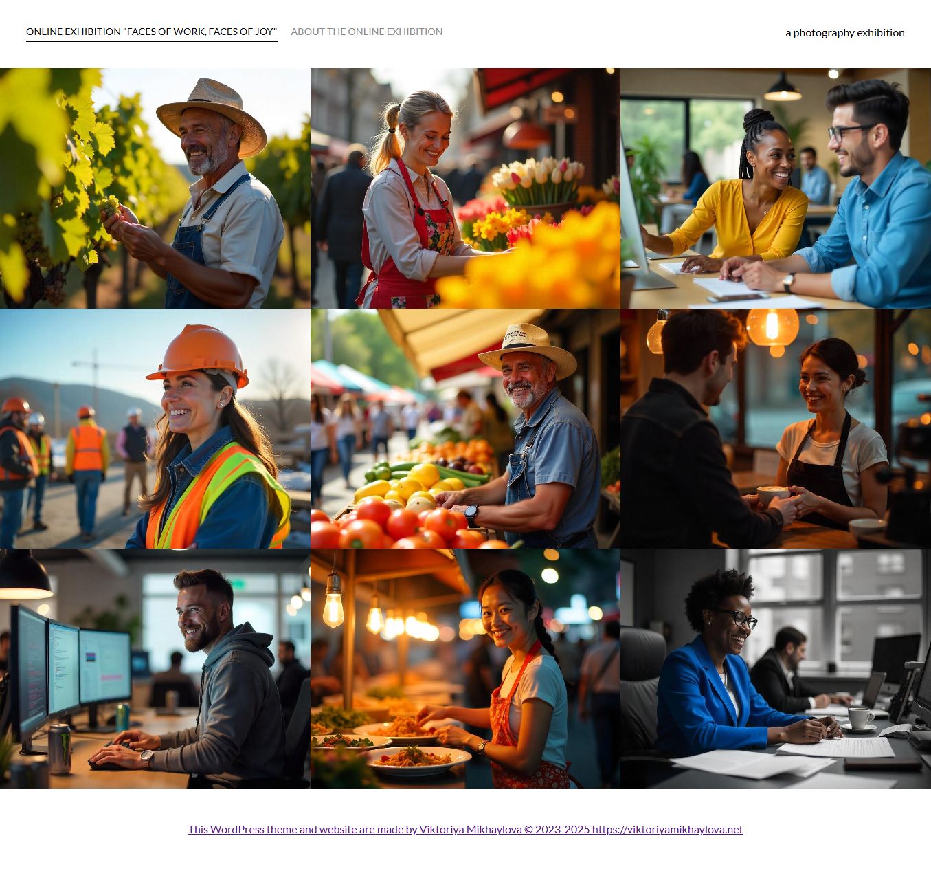 Online photography exhibition named Faces of Work Faces of Joy - Home Page