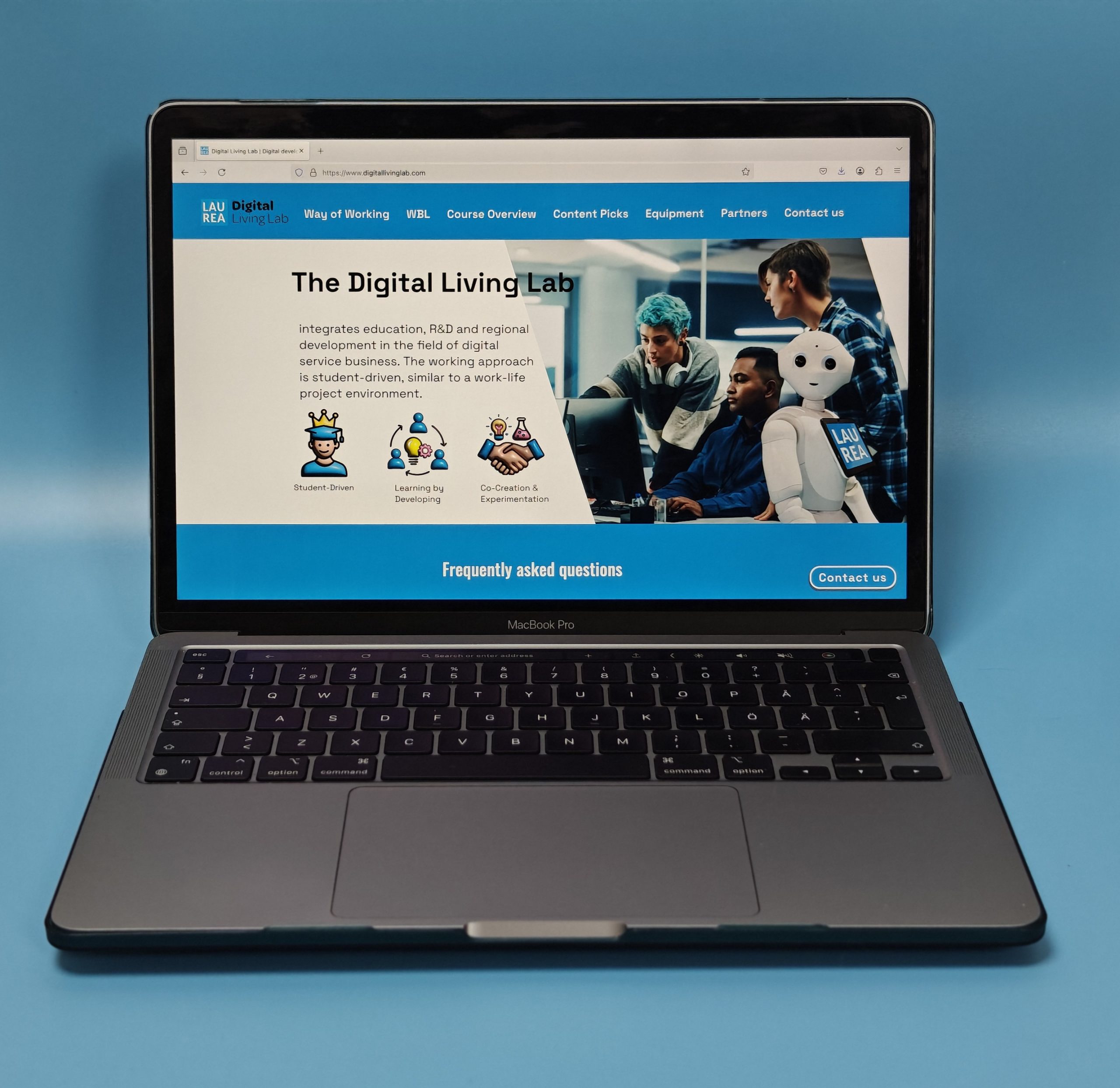 Laurea Digital Living Lab Website Home Page on Desktop