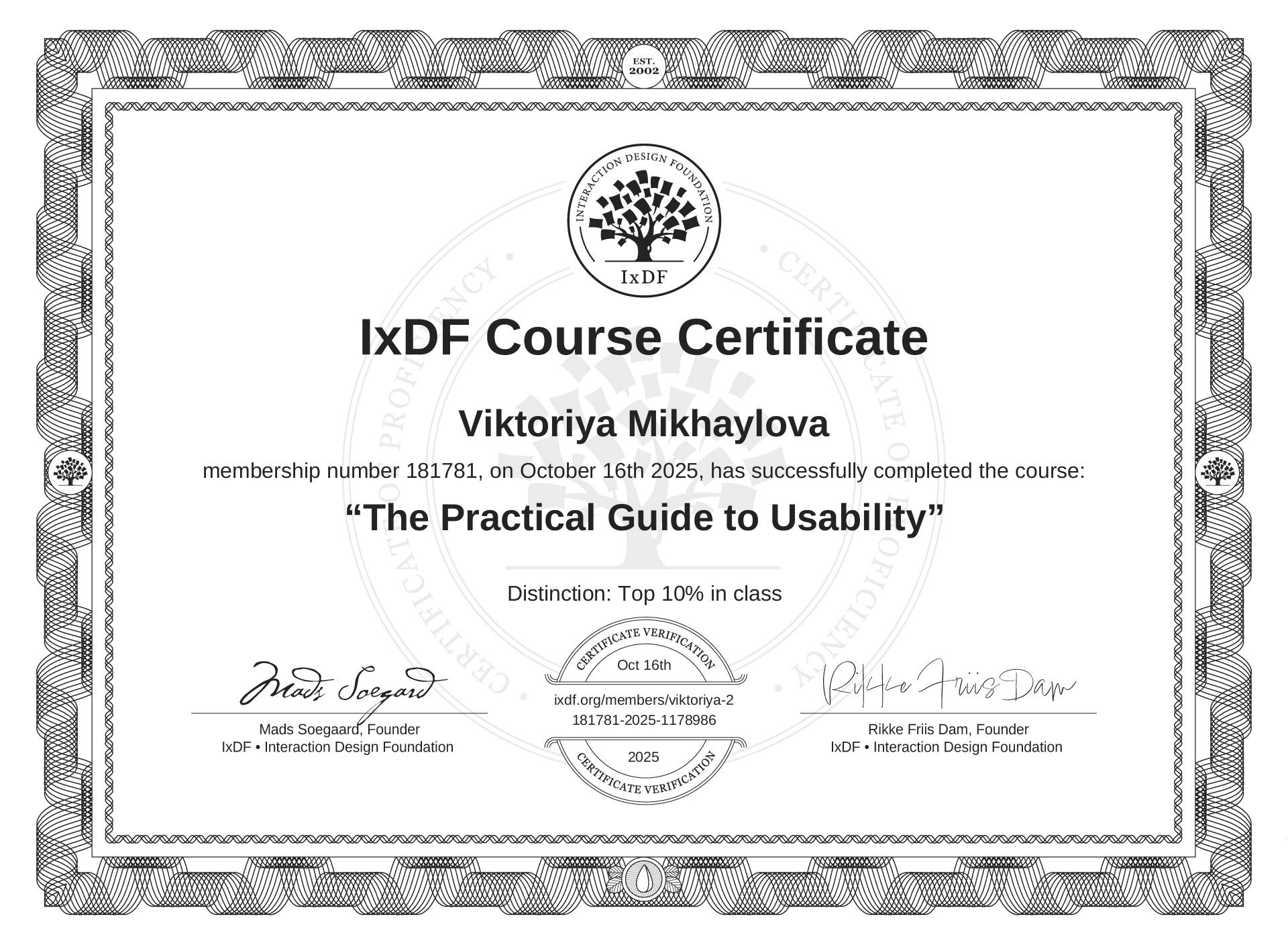 Viktoriya_Mikhaylova-IxDF-course-certificate-The-practical-guide-to-usability